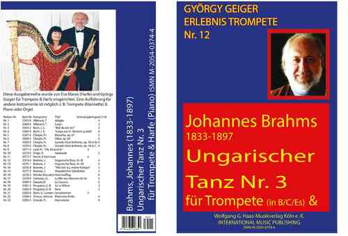 Brahms, Johannes 1833-1897; Hungarian Dance no.3 for Trumpet in Bb/C/Es, Harp (Piano)