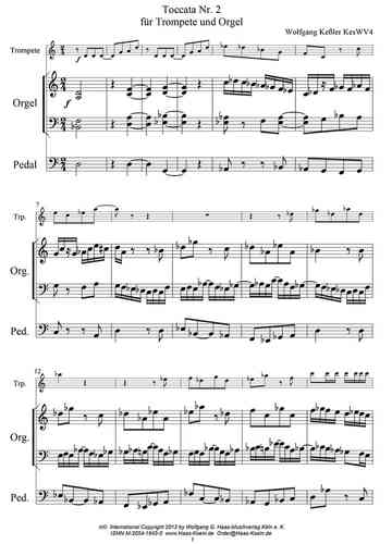 Kessler, Wolfgang * 1945  -Toccata No. 2 KesWV 3.2 for Trumpet in B / C, Organ