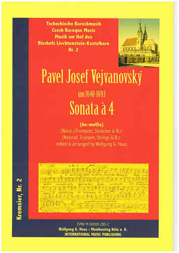 Vejvanovský, Pavel Joseph; Sonata Á 4 in g-moll für Trompete, Streicher, B.C.
