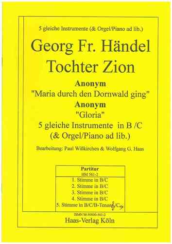 Händel, Georg Friedrich 1685-1759 - Tochter Zion 5 gleiche Instrumente in B/C, Orgel/Piano ad lib