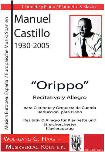 Castillo, Manuel; Orippo for Clarinet and String Orchestra (PIANO REDUCTION)