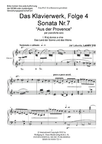 Laburda,Jiří *1931 Sonate Nr. 7: „Aus der Provence“ ; per pianoforte solo ; LabWV 218