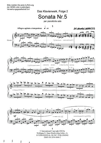 Laburda,Jiří *1931 Sonate Nr. 5: per pianoforte solo LabWV 213