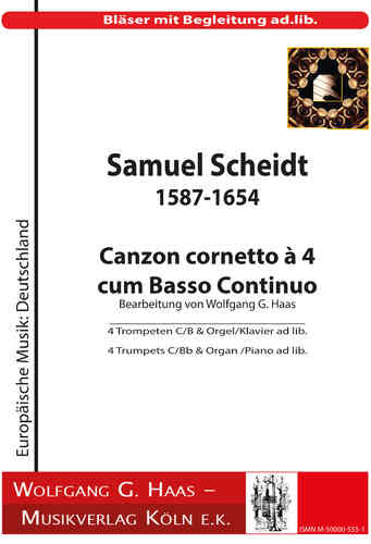 Scheidt, Samuel -aus "Ludi musici" Canzon cornetto, 1621 4 Trompeten mit ad. lib. B.c.