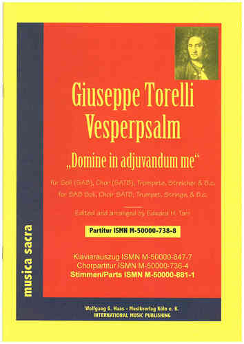 Torelli, Giuseppe 1658 à 1709. Vêpres - Psaume: "Domine en adjuvandum me" PARTITUR
