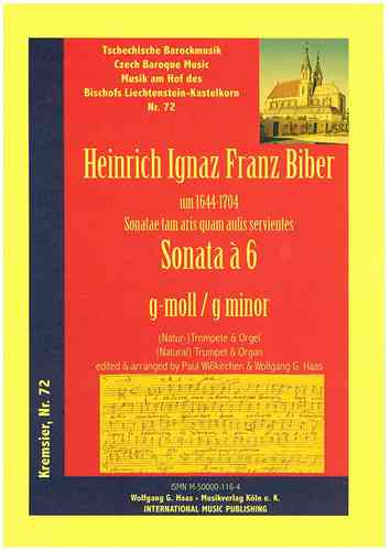Biber,Heinrich Ignaz 1644 - 1704; Sonate a cinque, g-moll, (Nat-)Trompete, Klavier (Orgel)