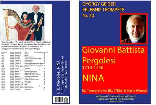Pergolesi,Giovanni Battista 1710-1736; Nina, for Trumpet B /C /Es, Harp (Piano)