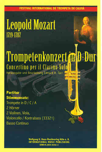 Mozart, Leopold 1719-1787; Trompetenkonzert D Dur für Trompete in D/C/A, Streicher, Bc.