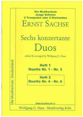 Sachse, Ernst 19.Jahrh (concierto) Dúos (6) Folleto para 2 no. 4-6 / 2 Trompetas (grado 2-3)