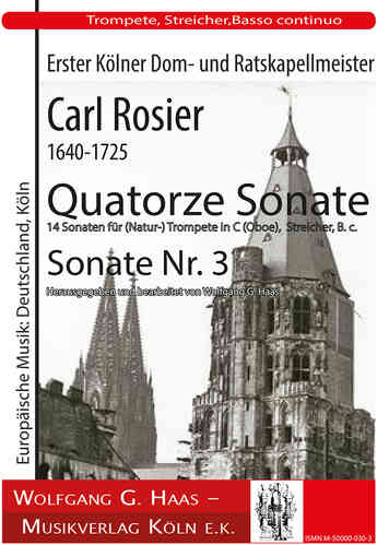 Rosier, Carl 1640-1725, Quatorze Sonata Sonata no. 3 (Naturel) Trompette en C / B (hautbois), cordes