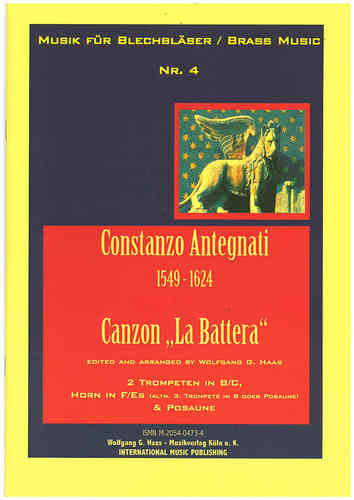 Antegnati, Constanzo 1549-1624 -Canzon IX "La Battera" para 4 Trompetas