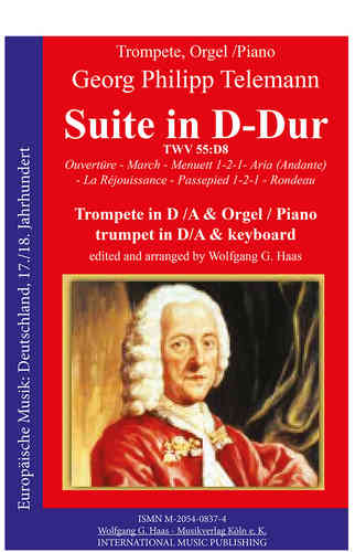 Telemann,Georg Philipp 1681-1767 Suite D-Dur TWV 58:D8 KA (Natur) Trompete in D/A, Orgel/Klavier