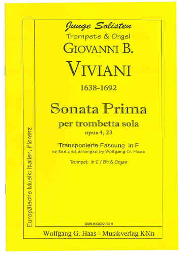 Viviani,Giovanni B. 1638-1692  -Sonata Prima per trombetta sola et organo, (transp. Fass. F-Dur)