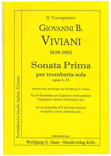 Viviani,Giovanni B. 1638-1692  -Sonata Prima per trombetta sola et organo, op. 4,23 für 5 Trompeten