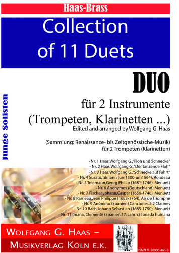 Haas,Wolfgang G.; Sammlung: 11 Duette für 2 Trompeten (Klarinetten/Hörner)