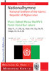 National anthem of the Islamic Republic of Afghanistan; Wassa,Babrak *1947 WasWV 6, PARTITUR