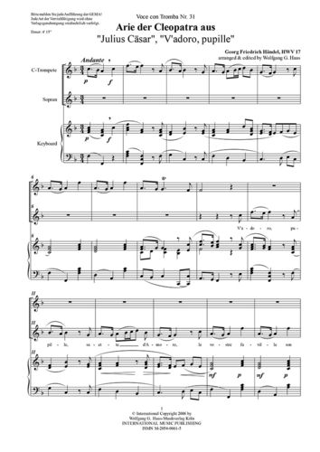 Händel,Georg Friedrich 1685-1759 -Arie der Cleopatra "V'adoro, pupille" aus: Julius Cäsar", HWV 17