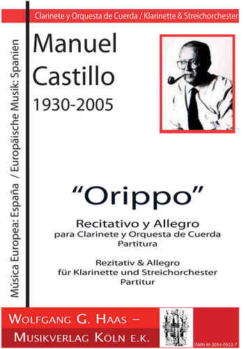 Castillo, Manuel; Orippo für Klarinette und Streichorchester (STUDIENPARTITUR)