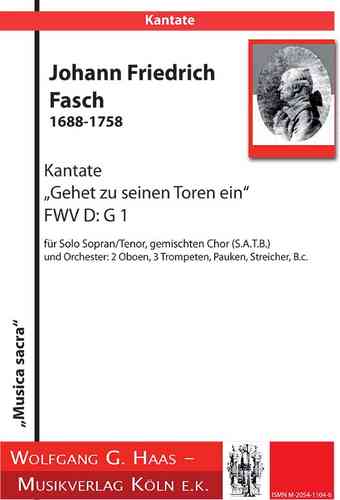 Fasch, Johann Friedrich; Kantate, FWD: G1, STUDY SCORE