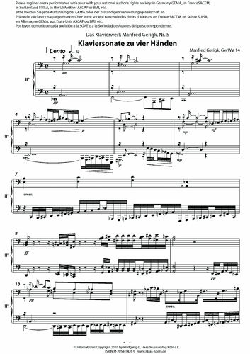 Gerigk, P. Manfred OP *1934 Klaviersonate zu vier Händern  GerWV14
