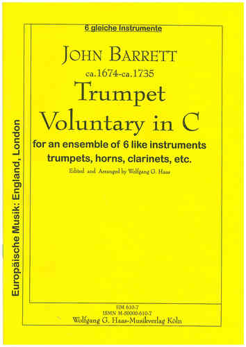 Barrett, John 1674c-1735; Trumpet voluntary in C (Sextett)
