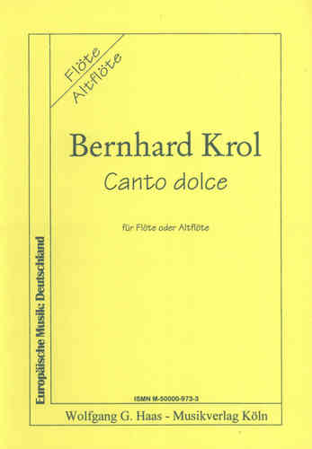 Krol,Bernhard 1929-2013; Canto dolce für Flöte / Altblockflöte