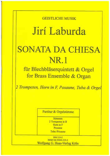 Laburda, Jirí; Sonata da chiesa Nr.1; 2 Trompeten,2 Posaunen,Tuba, Orgel LabWV144