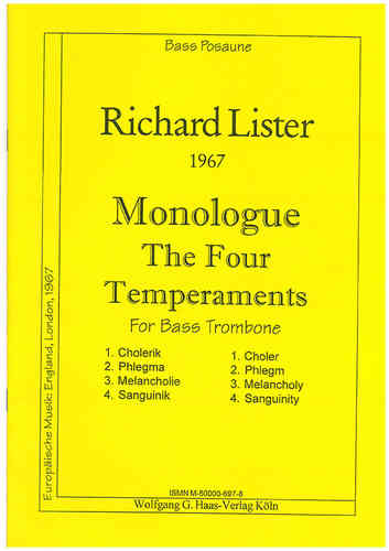 Lister, Richard,;Monologue for Bass Trombone Solo