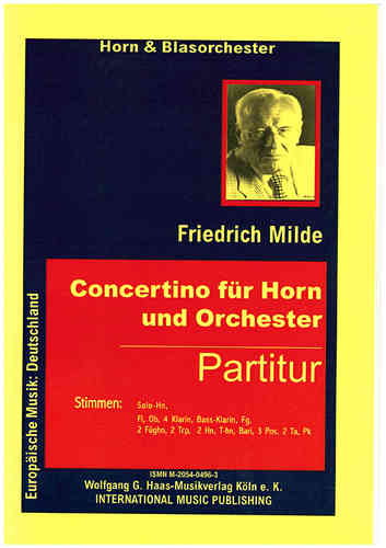 Milde, Friedrich 1918-2016; Concertino f. Horn, Sinfonisches Blasorchester (STUDIENPARTITUR)