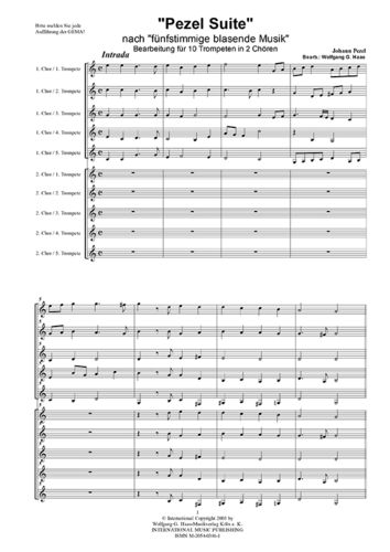 Petzel, Johann 1639-1694 -Petzel Suite / 10 trompettes en 2 instruments à vent - choeurs