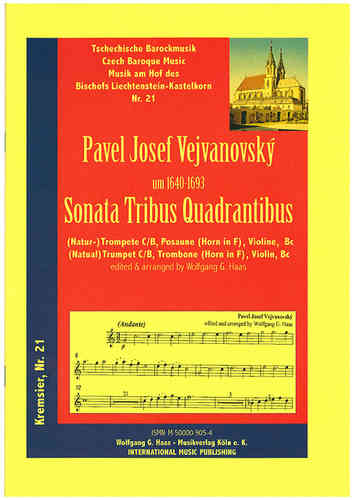 Vejvanovský, Pavel Joseph; SONATA TRIBUS QUADRANTIBUS; Trompete, Posaune,Violine, B.c.