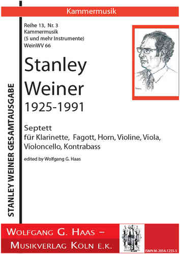 Weiner,Stanley 1925-1992 Septett für Klarinette, Fagott, Horn, Violine, Viola, Violoncello, Kb.