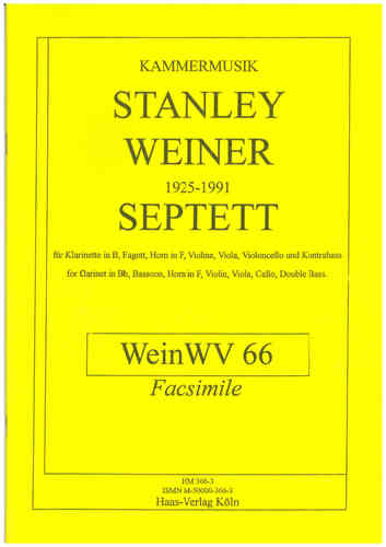 Weiner, Stanley 1925-1991; Septett; WeinWV66 SCORE (Facsimile)