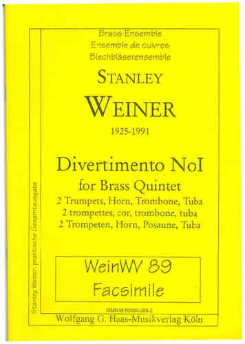 Weiner, Stanley 1925-1991 Divertimento No.1 per Brass Quintet WeinWV89