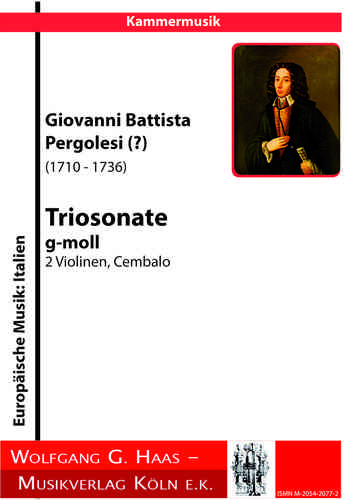 Pergolesi, Giovanni Battista (?); Trio Sonata in sol mineur pour 2 violons et clavecin