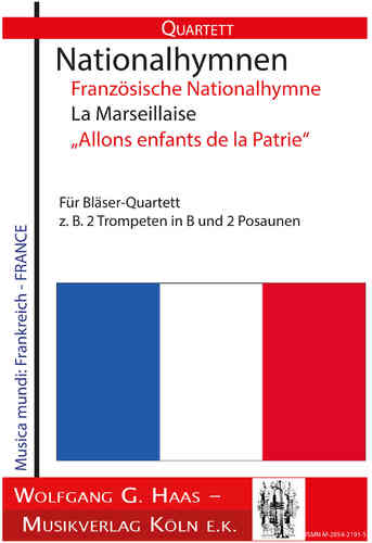 Himno nacional francés La Marseillaise, para cuarteto de viento