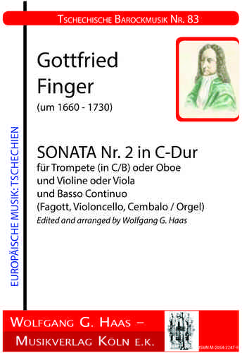 Finger, Gottfried, Sonata n.2 in do maggiore per tromba in C / B o. Oboe e violino o. Viola, B.C