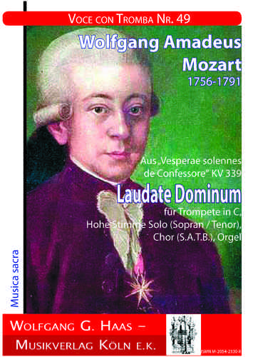 Mozart, Wolfgang Amadeus 1756-1791; Laudate Dominum, Trompete, Sopran (Tenor), Chor, Orgel; PARTITUR
