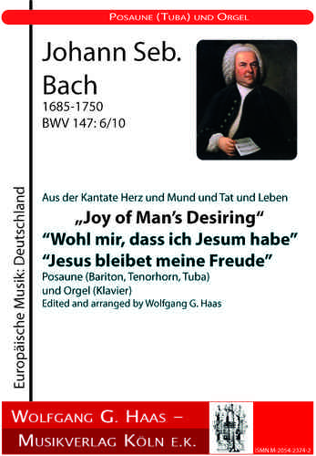 Bach,Johann S.;„Joy of Man’s Desiring" BWV147 Posaune (Tuba), Klavier (Orgel)