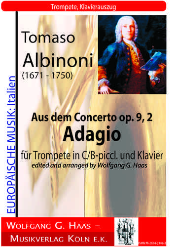 Albinoni, Tomaso; Aus dem Concerto op. 9, 2 "Adagio" für Trompete in C/B-piccl. und Klavier